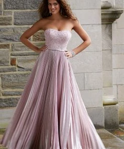 Mori Lee - 45063 Crystal Beaded Sweetheart Pleated A-line Dress