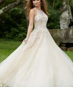 Mori Lee - 45066 Bead Embroidered Halter Neck Tulle Ballgown Formal Gowns 10 Mori Lee - 45066 Bead Embroidered Halter Neck Tulle Ballgown Formal Gowns