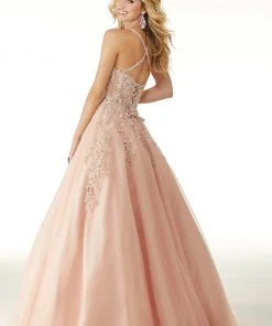 Mori Lee - 45066 Bead Embroidered Halter Neck Tulle Ballgown Formal Gowns