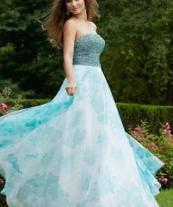 Formal Gowns Mori Lee - 45071 Straight Across A-line Long Dress 10 Formal Gowns Mori Lee - 45071 Straight Across A-line Long Dress