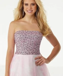 Formal Gowns Mori Lee - 45071 Straight Across A-line Long Dress 9 Formal Gowns Mori Lee - 45071 Straight Across A-line Long Dress