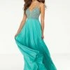 Formal Gowns Mori Lee - 45073 Beaded Deep V-neck Pleated A-line Gown
