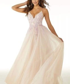 Mori Lee - 45074 Floral Embroidered A-line Dress 14 Mori Lee - 45074 Floral Embroidered A-line Dress