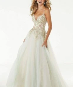 Mori Lee - 45074 Floral Embroidered A-line Dress