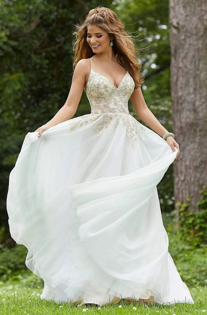 Mori Lee - 45074 Floral Embroidered A-line Dress 5 Mori Lee - 45074 Floral Embroidered A-line Dress