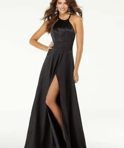 Formal Gowns Mori Lee - 45079 Halter Wrap Skirt High Slit Gown