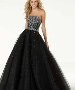 Mori Lee - 45081 Strapless Jeweled Bodice Tulle Gown Formal Gowns