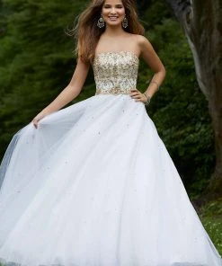 Mori Lee - 45081 Strapless Jeweled Bodice Tulle Gown Formal Gowns 14 Mori Lee - 45081 Strapless Jeweled Bodice Tulle Gown Formal Gowns