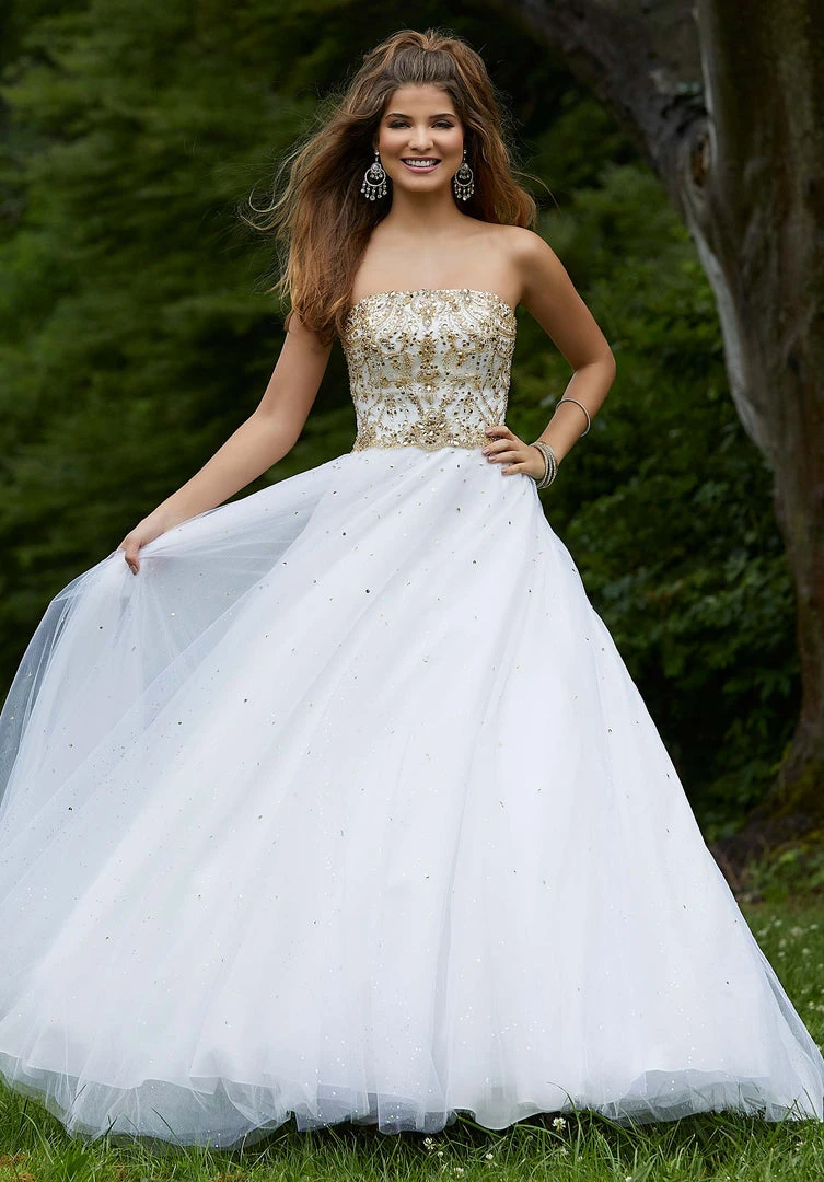 Mori Lee - 45081 Strapless Jeweled Bodice Tulle Gown Formal Gowns 8 Mori Lee - 45081 Strapless Jeweled Bodice Tulle Gown Formal Gowns