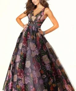 Mori Lee - 45084 Floral Patterned Long Ballgown