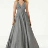 Mori Lee - 45087 Pleat-Ornate Plunging V-Neck Glitter Dress 2 Mori Lee - 45087 Pleat-Ornate Plunging V-Neck Glitter Dress