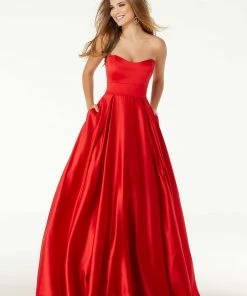 Mori Lee - 45090 Strapless Sweetheart Lace Up A-Line Gown