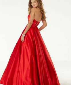 Mori Lee - 45090 Strapless Sweetheart Lace Up A-Line Gown