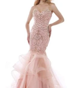 Morrell Maxie Ornate Strapless Mermaid Gown 15456 - 1 Pc Periwinkle In Size 10 Available