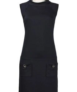 Muse - M0579M Stand-up Collar Sleeveless Ponte Shift Dress 8 Muse - M0579M Stand-up Collar Sleeveless Ponte Shift Dress