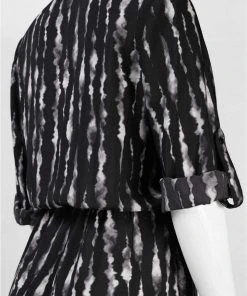 Muse - M3332M Cuffed Sleeve Surplice Romper Plus Size Dresses