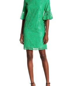 Nanette Nanette Lepore - ND8S10S99 Bell Sleeve Lace Shift Dress
