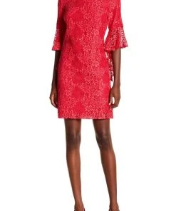 Nanette Nanette Lepore - ND8S10S99 Bell Sleeve Lace Shift Dress