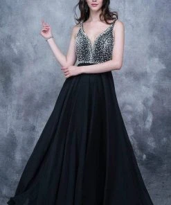 Nina Canacci - 1336 Beaded Deep V-neck A-line Dress Formal Gowns 11 Nina Canacci - 1336 Beaded Deep V-neck A-line Dress Formal Gowns