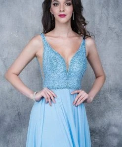 Nina Canacci - 1336 Beaded Deep V-neck A-line Dress Formal Gowns 10 Nina Canacci - 1336 Beaded Deep V-neck A-line Dress Formal Gowns