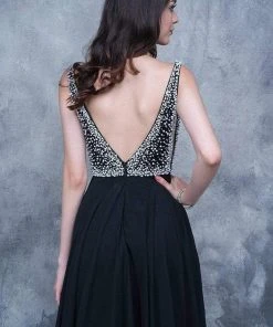 Nina Canacci - 1336 Beaded Deep V-neck A-line Dress Formal Gowns 12 Nina Canacci - 1336 Beaded Deep V-neck A-line Dress Formal Gowns