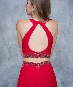 Nina Canacci - 1353 Embellished Halter Sheath Dress Formal Gowns