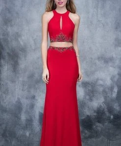 Nina Canacci - 1353 Embellished Halter Sheath Dress Formal Gowns