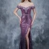 Formal Gowns Nina Canacci - 1361 Embellished Off Shoulder Sheath Dress