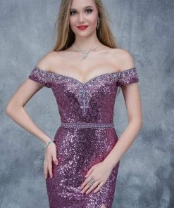 Formal Gowns Nina Canacci - 1361 Embellished Off Shoulder Sheath Dress