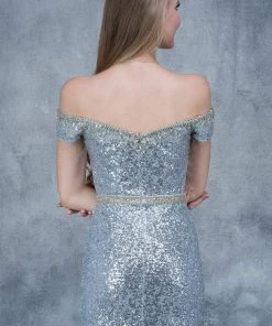 Formal Gowns Nina Canacci - 1361 Embellished Off Shoulder Sheath Dress
