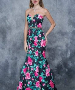 Nina Canacci - 1362 Floral Deep Sweetheart Mermaid Dress Formal Gowns