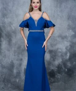 Nina Canacci - 1375 Embellished V-neck Sheath Dress