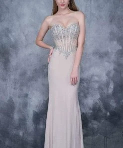 Formal Gowns Nina Canacci - 1378 Strapless Crystal Ornate Corset Gown