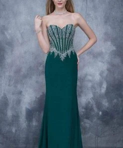 Formal Gowns Nina Canacci - 1378 Strapless Crystal Ornate Corset Gown