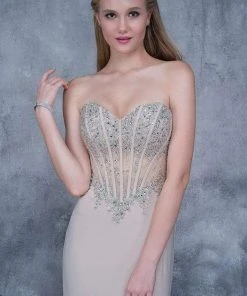 Formal Gowns Nina Canacci - 1378 Strapless Crystal Ornate Corset Gown
