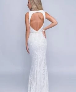 Nina Canacci - 1402 Sequined Deep V-neck Trumpet Dress 5 Nina Canacci - 1402 Sequined Deep V-neck Trumpet Dress