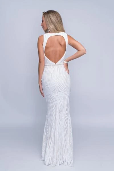 Nina Canacci - 1402 Sequined Deep V-neck Trumpet Dress 4 Nina Canacci - 1402 Sequined Deep V-neck Trumpet Dress