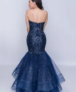 Nina Canacci - 1407 Sequined Sweetheart Tiered Mermaid Dress