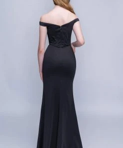 Formal Gowns Nina Canacci - 1416 Plunging Off Shoulder High Slit Gown 7 Formal Gowns Nina Canacci - 1416 Plunging Off Shoulder High Slit Gown