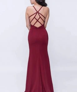 Nina Canacci - 1417 Plunging Sweetheart Crisscross-Strapped Bodice Gown Formal Gowns