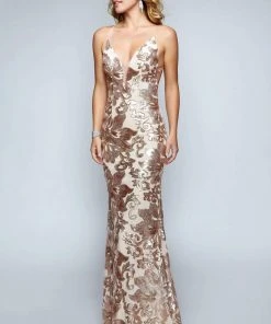 Formal Gowns Nina Canacci - 1436 Strappy Sequined Fitted Evening Gown 10 Formal Gowns Nina Canacci - 1436 Strappy Sequined Fitted Evening Gown