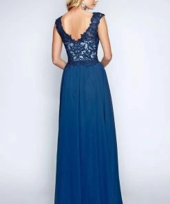 Nina Canacci - 1449 Embellished Lace Bodice A Line Gown Formal Gowns