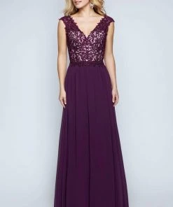 Nina Canacci - 1449 Embellished Lace Bodice A Line Gown Formal Gowns