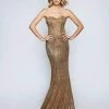 Nina Canacci - 1453 Strapless Corset Metallic Mermaid Gown Formal Gowns