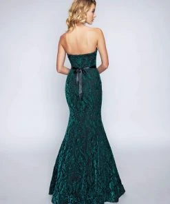 Nina Canacci - 1454 Embroidered Strapless Trumpet Evening Dress