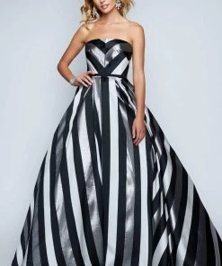 Nina Canacci - 1457 Strapless Stripes Evening Gown
