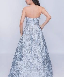 Nina Canacci - 1462 Strapless Sweetheart Metallic Floral Gown