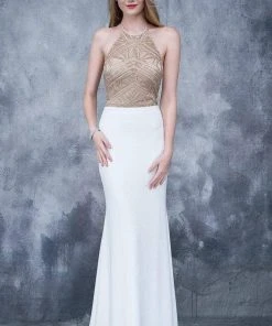 Nina Canacci - 2126 Illusion Geo-Halter Sheath Gown 14 Nina Canacci - 2126 Illusion Geo-Halter Sheath Gown