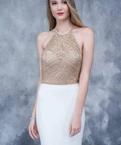 Nina Canacci - 2126 Illusion Geo-Halter Sheath Gown 16 Nina Canacci - 2126 Illusion Geo-Halter Sheath Gown