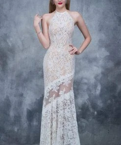 Nina Canacci - 2141 Lace Illusion Panel Sheath Gown Formal Gowns 20 Nina Canacci - 2141 Lace Illusion Panel Sheath Gown Formal Gowns